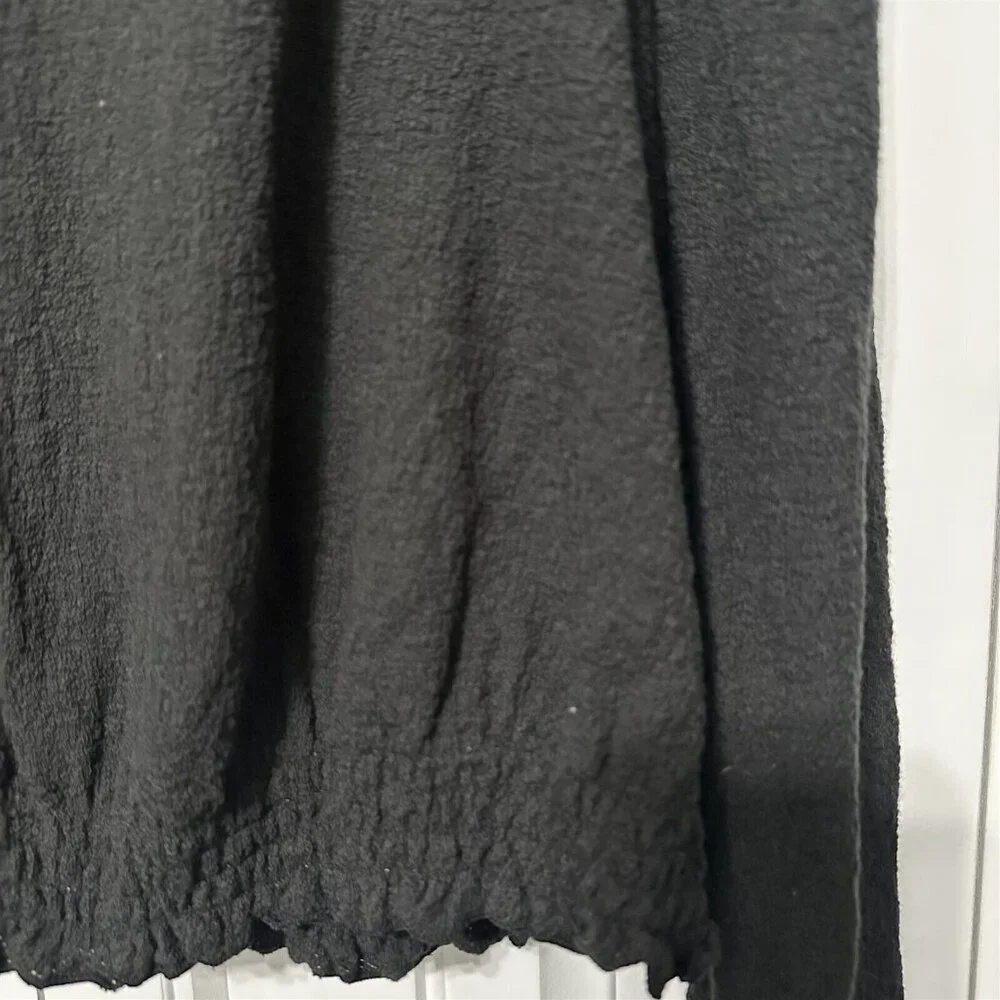 Madewell Blouson Top Black Large Long Sleeve Ruffle Edge Nubby Bell Sleeve